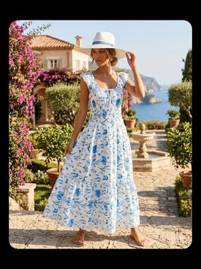 Trixxi Blue Floral Maxi Dress - Women's Summer Sundress